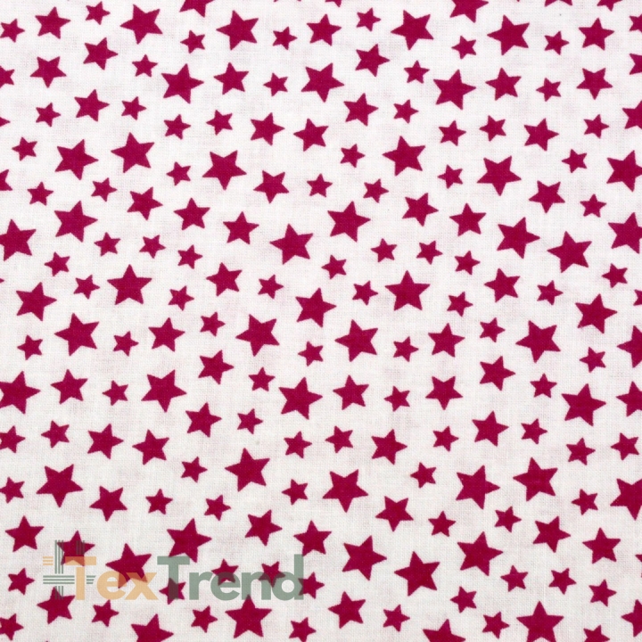 Baumwolle 100% Mini Sterne bordeaux auf weißem Hintergrund  