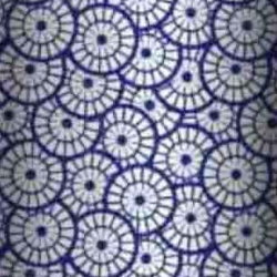 Baumwolle 100% geometrische Rosette weiß auf marineblauem Hintergrund  