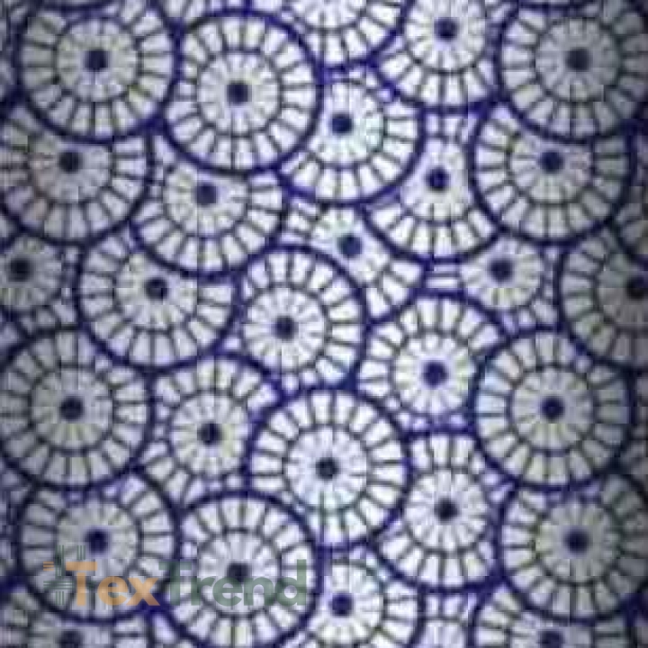 Baumwolle 100% geometrische Rosette weiß auf marineblauem Hintergrund  