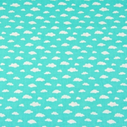 Baumwolle 100% Mini Wolken weiß auf mintfarbenem Hintergrund  