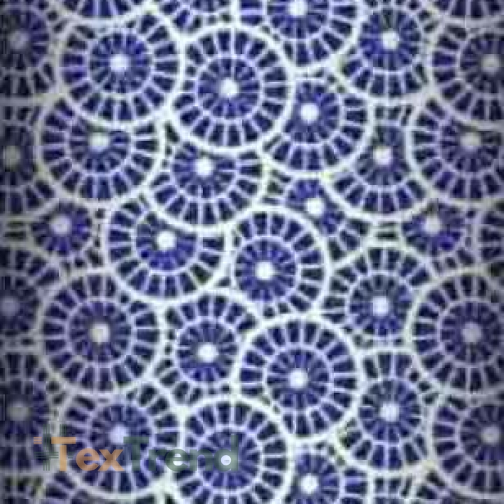 Baumwolle 100% geometrische Rosette marineblau auf weißem Hintergrund  