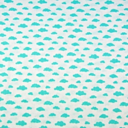 Baumwolle 100% Mini Wolken mint auf weißem Hintergrund  