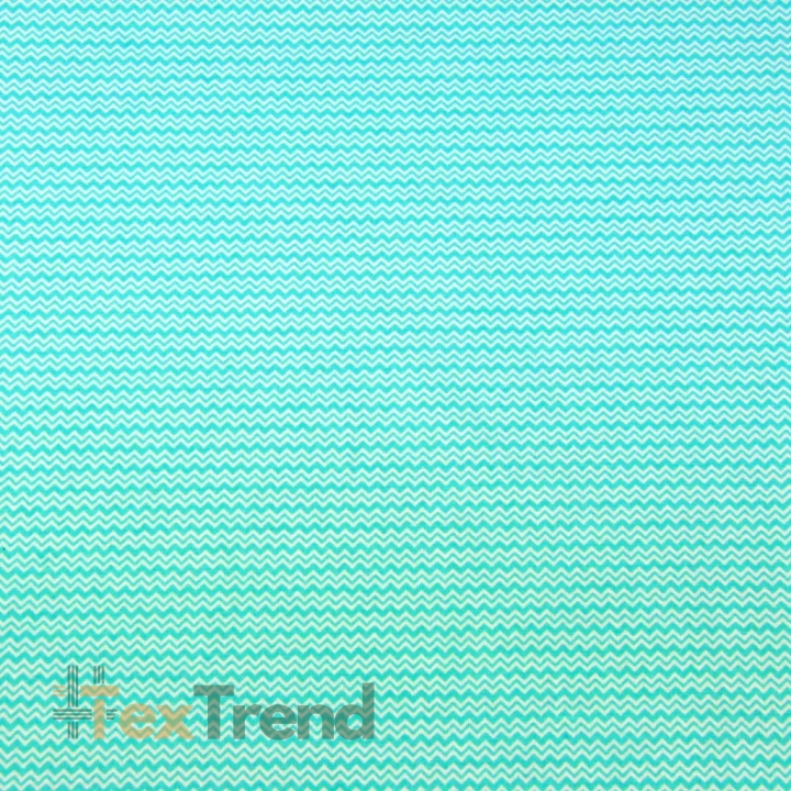 Baumwolle 100% Mini Zickzack weiß-mint  