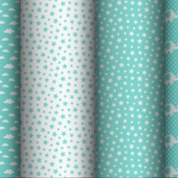 Baumwolle 100% Mini Zickzack weiß-mint  