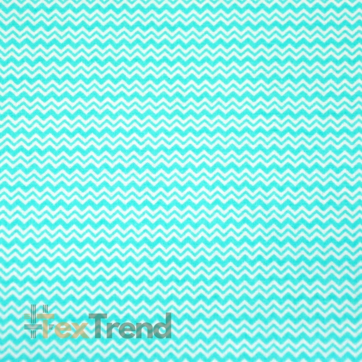 Baumwolle 100% Mini Zickzack weiß-mint  