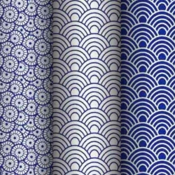 Baumwolle 100% geometrische Schuppen weiß auf marineblauem Hintergrund  