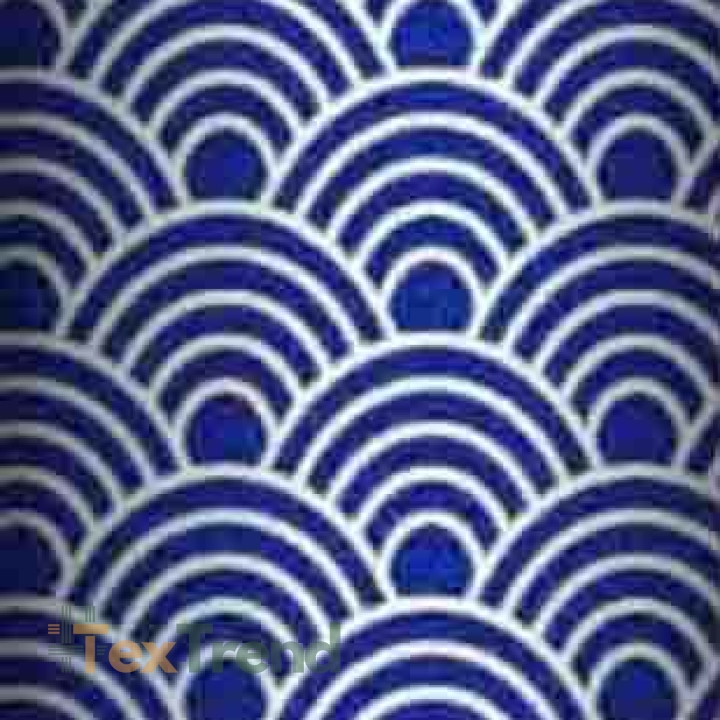 Baumwolle 100% geometrische Schuppen weiß auf marineblauem Hintergrund  