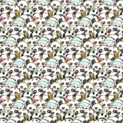 100% Baumwolle goldene schlafende Pandas auf weißem Hintergrund  