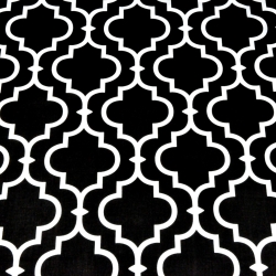 Baumwolle 100% Orientalisches Mosaik weiß auf schwarzem Hintergrund  