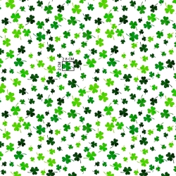 Baumwolle 100% grüne Kleeblätter auf weißem Hintergrund  