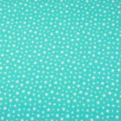Baumwolle 100% Mini Sterne weiß auf mintfarbenem Hintergrund  