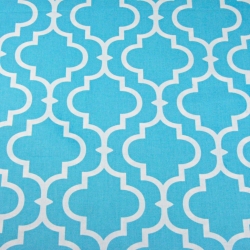 Baumwolle 100% Orientalisches Mosaik weiß auf türkisfarbenem Hintergrund  
