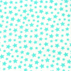 Baumwolle 100% Mini Sterne mint auf weißem Hintergrund  