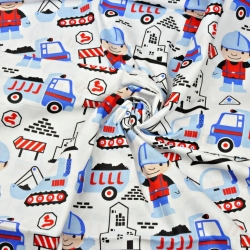 Baumwolle 100% Bauarbeiter blau auf weißem Hintergrund  