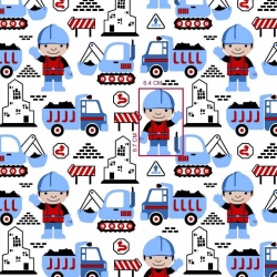 Baumwolle 100% Bauarbeiter blau auf weißem Hintergrund  