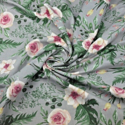 100% Baumwolle rosa Eustoma-Blumen auf dunkelgrauem Hintergrund  