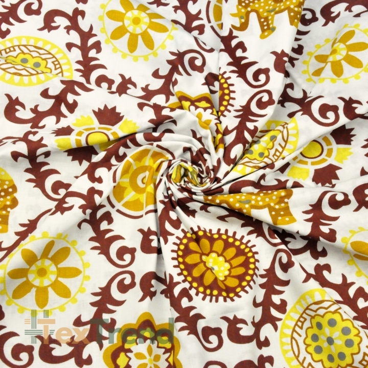 100% Baumwolle indisches braunes Blumenmuster  
