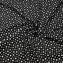 100% Baumwolle MINI weiße Sterne auf schwarzem Hintergrund  