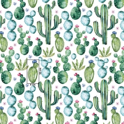 Baumwolle 100% mexikanische grüne Kakteen auf weißem Hintergrund  