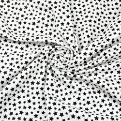 100% Baumwolle MINI schwarze Sterne auf weißem Hintergrund  
