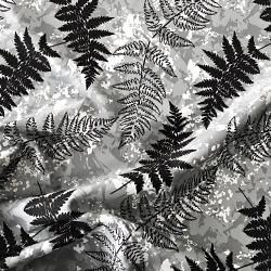 wasserabweisender Stoff Farnblätter auf grauem Hintergrund  
