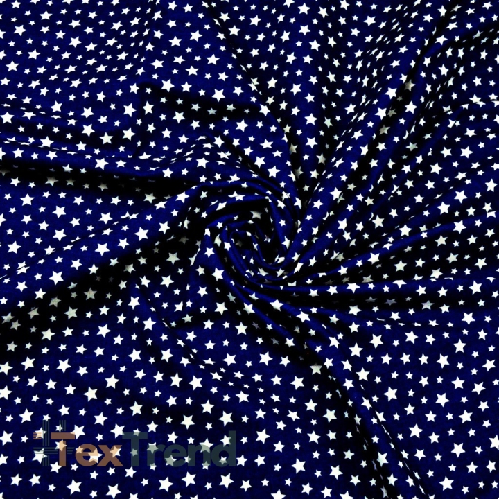 100% Baumwolle MINI weiße Sterne auf dunkelblauem Hintergrund  
