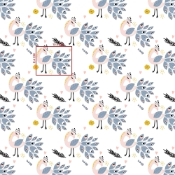 Baumwolle 100% Pfauen mit grauem auf weißem Hintergrund  