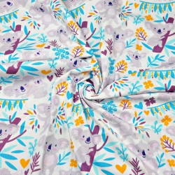 Baumwolle 100% Koala-Bären in Bäumen auf weißem Hintergrund  