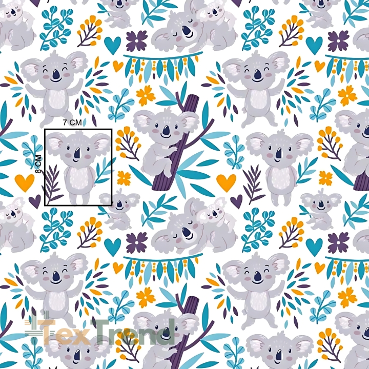 Baumwolle 100% Koala-Bären in Bäumen auf weißem Hintergrund  