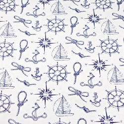 Baumwolle 100% marineblaue Muster auf weißem Hintergrund  