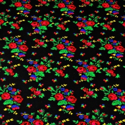 Baumwolle 100% Krakauer Muster auf schwarzem Hintergrund  