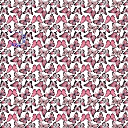 Baumwolle 100% rosa Schmetterlinge auf weißem Hintergrund  