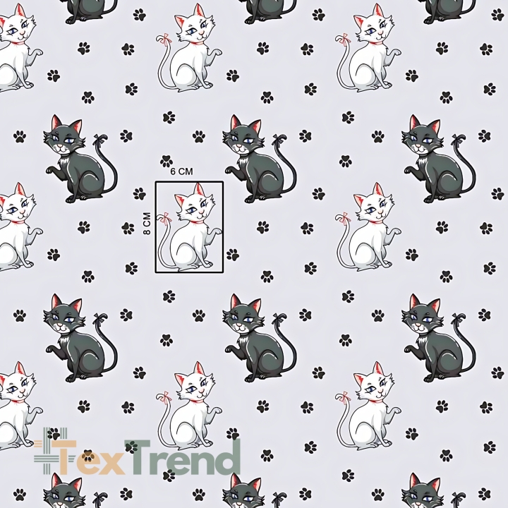 Baumwolle 100% Kätzchen mit Pfoten auf hellgrauem Hintergrund  