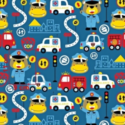Baumwolle 100% Polizeibären auf blauem Hintergrund  
