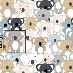 Baumwolle 100% Koala-Bären beige-blau auf weißem Hintergrund  