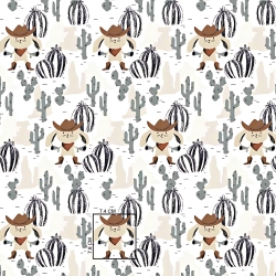 Baumwolle 100% Kaninchen im Wilden Westen grau-beige  