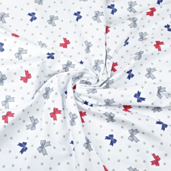 Baumwolle 100% Schleifen mit Punkten auf weißem Hintergrund  