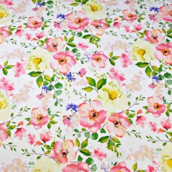 Baumwolle 100% Apfelblüten auf weißem Hintergrund 220cm  