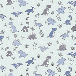 Baumwolle 100% Dinosaurier grau-blau auf grau-blauem Hintergrund  