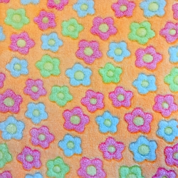 Polar plus bunte Blumen auf orangefarbenem Hintergrund  