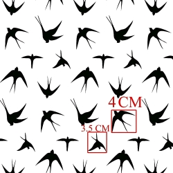 Baumwolle 100% schwarze Schwalben auf weißem Hintergrund  