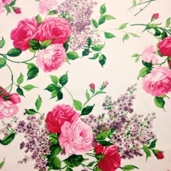 100% Baumwolle rote Rosen auf ecrufarbenem Hintergrund 220cm  