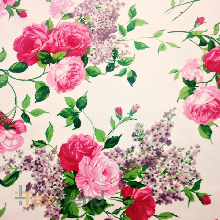 100% Baumwolle rote Rosen auf ecrufarbenem Hintergrund 220cm  