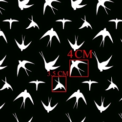 Baumwolle 100% weiße Schwalben auf schwarzem Hintergrund  