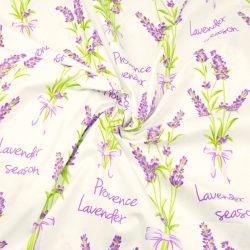 Baumwolle 100% Lavendelblumen auf cremefarbenem Hintergrund  