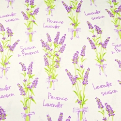 Baumwolle 100% Lavendelblumen auf cremefarbenem Hintergrund  