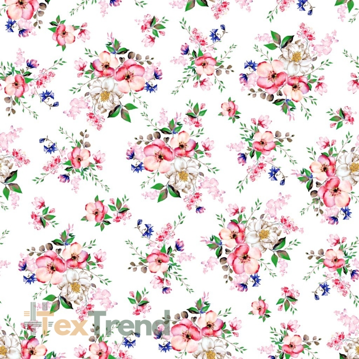 Baumwolle 100% Blumensträuße von Apfelbäumen auf weißem Hintergrund  