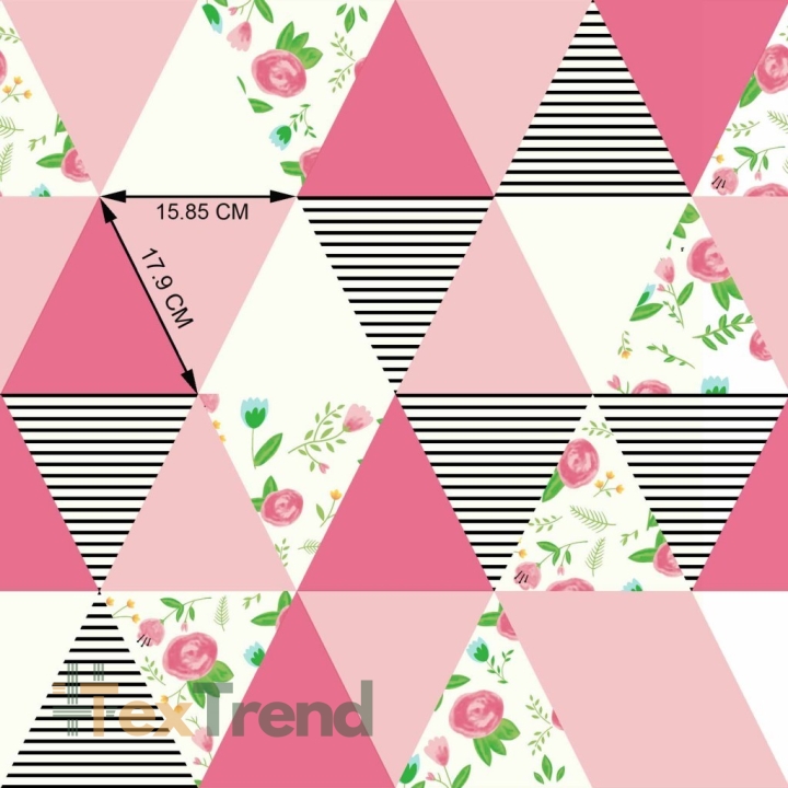 Baumwolle 100% Wiese in rosa Dreiecken  