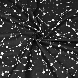 Baumwolle 100% weiße Sternen-Konstellation auf schwarzem Hintergrund
