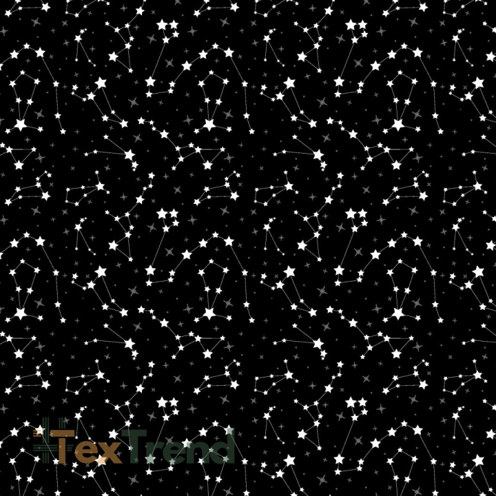 Baumwolle 100% weiße Sternen-Konstellation auf schwarzem Hintergrund
